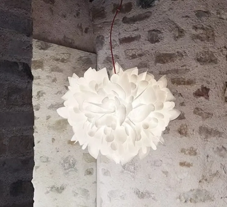 Suspension, Veli Foliage S, câble rouge, blanc, Ø45cm, H35cm - Slamp
