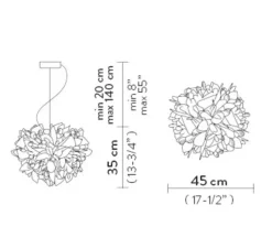 Suspension, Veli Foliage S, câble rouge, blanc, Ø45cm, H35cm - Slamp