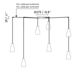 Suspension, Venice 7L, noir et blanc, Ø20cm, H19,7cm - Faro