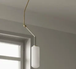 Suspension, Ventus, 1, LED, 2700K, 200 lm, laiton, verre opalin, Ø19cm, H132cm - FRAMA