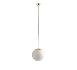 Suspension, Verre soufflé 30cm, laiton, IP40, Ø30cm, H35cm - Zangra