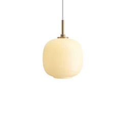 Suspension, VL 45 Radiohus, laiton, verre brillant jaune pâle, Ø17,5cm, H24,6cm - Louis Poulsen
