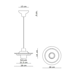Suspension, Voila C2776, gris sable et bleu azur, Ø28cm, H14cm - Ferroluce