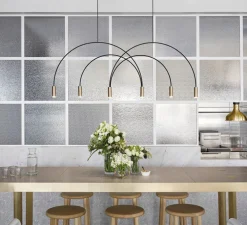 Suspension, Volta, T-3536-W, noire avec têtes dorées, rosace noire, LED, dim, 2700k, 3 x 565 lm, L86,7cm, H54,3cm - Estiluz