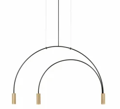 Suspension, Volta, T-3536-W, noire avec têtes dorées, rosace noire, LED, dim, 2700k, 3 x 565 lm, L86,7cm, H54,3cm - Estiluz