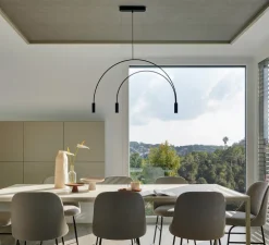 Suspension, Volta, T-3536-W, noire avec têtes noires, LED, dim, 2700k, 3 x 565 lm, L86,7cm, H54,3cm - Estiluz
