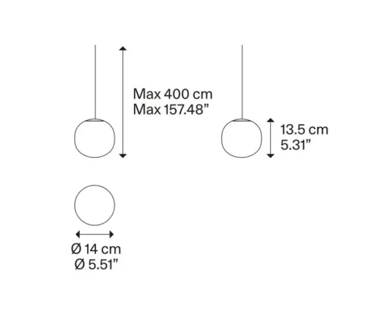 Suspension, Volum 14 sans rosace, blanc brillant, Ø14cm, H13,5cm - Lodes