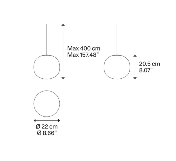 Suspension, Volum 22 sans rosace, blanc brillant, Ø22cm, H20,5cm - Lodes