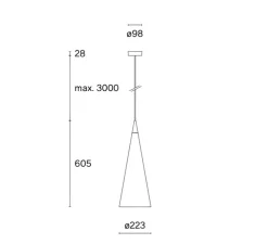 Suspension, w221 Medium s1, brut brossé, LED, dim, 2700K, 614 lm, Ø64,4cm, H21,4cm - Wastberg