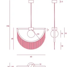 Suspension, Wink, or, rouge, LED, L60cm, H48cm - Houtique