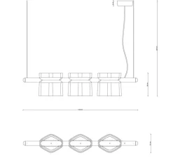 Suspension, Yakitori, gris sable, jaune, orange, L130cm, H26cm - Ferroluce