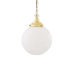 Suspension, Yerevan , laiton poli, verre opalin, Ø25cm, H32cm - Mullan Lighting