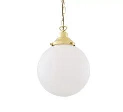 Suspension, Yerevan , laiton poli, verre opalin, Ø25cm, H32cm - Mullan Lighting