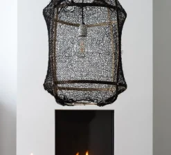 Suspension, Z2 Blond Sisal, noir, Ø67cm, H100cm - Ay Illuminate