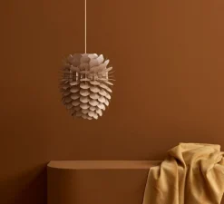 Suspension, Zappy, Small, Chêne, câble crème, rosace blanche, H43cm, Ø36cm - SCHNEID