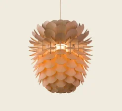 Suspension, Zappy, Small, Chêne, câble crème, rosace blanche, H43cm, Ø36cm - SCHNEID