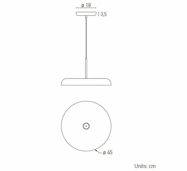 Suspension, Zero M, noir, LED, dim, 2700k, 2020 lm, Ø45cm, H24cm - Lumen Center Italia