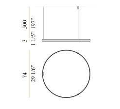 Suspension, Zero Round, sans rosace, titane, LED, 2700K, 3059lm, Ø75cm, H3cm - Panzeri