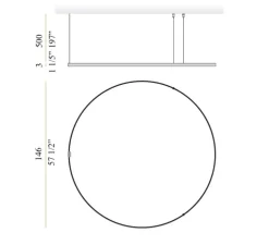 Suspension, Zero Round Vertical sans rosace, laiton satiné, LED, 3000K, 6120lm, Ø146cm, H3cm - Panzeri