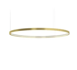 Suspension, Zero Round Vertical sans rosace, laiton satiné, LED, 3000K, 4079lm, Ø98cm, H3cm - Panzeri