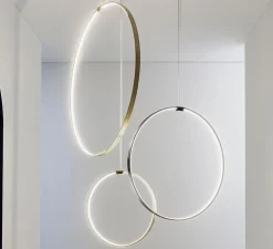 Suspension, Zero round vertical, cuivre, LED, dim, 2700k, 4079 lm, Ø98cm, H5cm - Panzeri