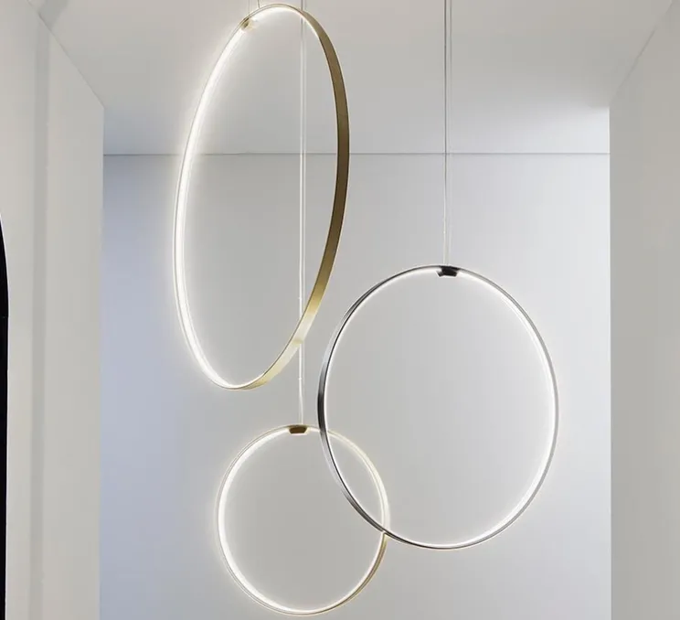 Suspension, Zero round vertical, cuivre, LED, dim, 2700k, 4079 lm, Ø98cm, H5cm - Panzeri