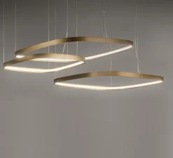 Suspension, Zero Square, laiton, LED, 2700K, 2000lm, L46cm, H5cm - Panzeri