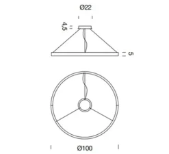 Suspension, Zirkol Circle Home, downlight, noir, IP40, LED, dim, TRIAC, 2700K, 3077 lm, Ø100cm, H5cm - Ilti Luce