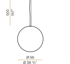 Suspension, Zéro round vertical, noir, LED, dim, 2700k, 4079 lm, Ø98cm, H5cm - Panzeri