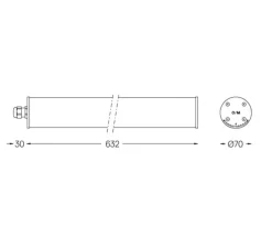 Tube lumineux, Tubo 70, Dali, givré, IP67, LED, 7,9W, 3000K, 1030lm, L63,2cm, H7cm - O/M Light