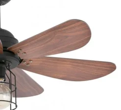 Ventilateur de plafond lumineux, Chicago, noir, Ø90cm, H46cm - Faro