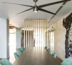 Ventilateur lumineux, ATTOS, été/hiver, DC Motor, marron, LED, 2700 à 4600K, 1200lm, L213cm, H34cm - FARO