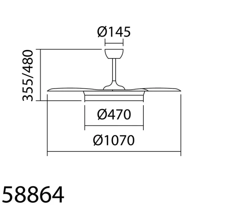 Ventilateur lumineux, Blanes, été/hiver, blanc mat, naturel, LED, dim, 3000 / 4000 / 6000K, 3800 lm, Ø107cm, H48cm - MDC