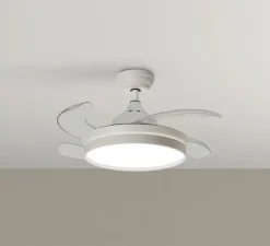 Ventilateur lumineux, Blanes XS, été/hiver, blanc mat, LED, dim, 3000 / 4000 / 6000K, 2400 lm, Ø91,5cm, H48cm - MDC