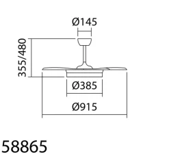 Ventilateur lumineux, Blanes XS, été/hiver, blanc mat, LED, dim, 3000 / 4000 / 6000K, 2400 lm, Ø91,5cm, H48cm - MDC