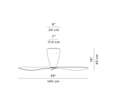Ventilateur lumineux, Blow D28/1, lames multicolores, Ø140cm, H40cm - Luceplan