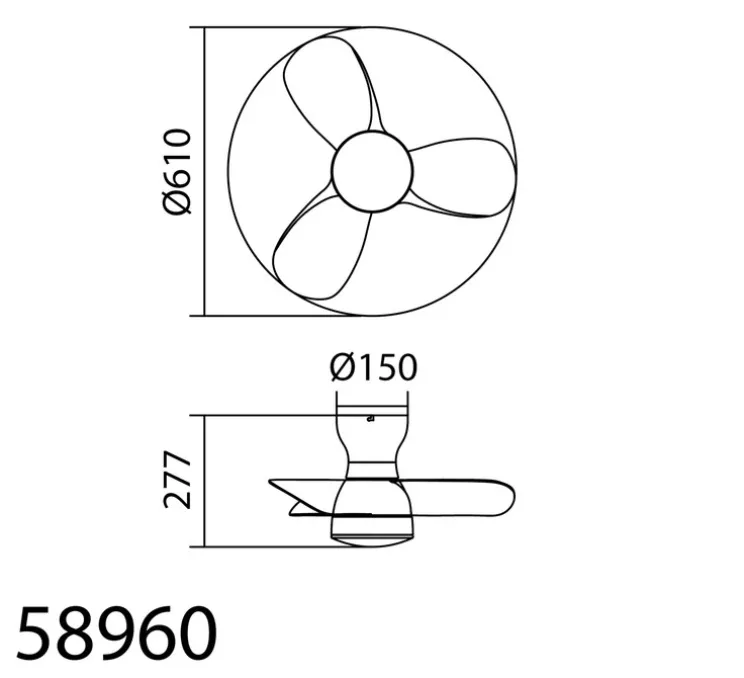 Ventilateur lumineux, Creta XS, été/hiver, blanc, LED, dim, 3000 / 4000 / 6000K, 2400 lm, Ø61cm, H27,7cm - MDC