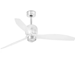 Ventilateur lumineux, DECO FAN, été/hiver, DC Motor, chrome, LED, 3000K, 600lm, Ø128cm, H48,4cm - Faro
