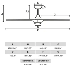 Ventilateur lumineux, Heywood S, noir, noyer, LED, 2700-4000-6000K, 480 lm, Ø90cm, H27cm - Faro