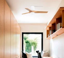 Ventilateur lumineux, Heywood S, blanc, pin, LED, 2700-4000-6000K, 480 lm, Ø90cm, H23,2cm - Faro