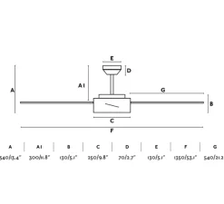 Ventilateur lumineux, HYDRA, été/hiver, DC Motor, blanc, LED, 3000K, 1100lm, Ø132cm, H33cm - FARO