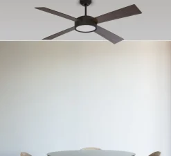 Ventilateur lumineux, HYDRA, été/hiver, DC Motor, noir, LED, 3000K, 1100lm, Ø132cm, H33cm - FARO