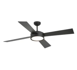 Ventilateur lumineux, HYDRA, été/hiver, DC Motor, noir, LED, 3000K, 1100lm, Ø132cm, H33cm - FARO