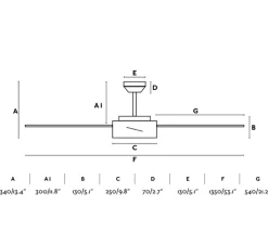 Ventilateur lumineux, HYDRA, été/hiver, DC Motor, noir, LED, 3000K, 1100lm, Ø132cm, H33cm - FARO