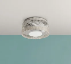 Ventilateur lumineux, Ibiza, été/hiver, blanc, rotin blanc, LED, dim, 3000 / 4000 / 6000K, 2400 lm, Ø61,2cm, H28,8cm - MDC