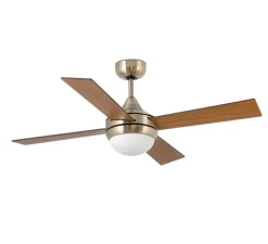Ventilateur lumineux, ICARIA, été/hiver, vieil or, Ø132cm, H41,5cm - FARO