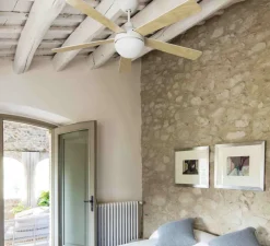 ventilateur lumineux, IZARO, été/hiver, DC Motor, blanc, LED, 3000K, 850lm, Ø132cm, H42cm - Faro