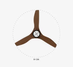 Ventilateur lumineux, Just fan, XS, or vieilli, bois, LED, dim, 3000K, 709 lm, Ø81cm, H39cm - faro