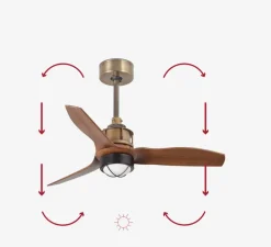 Ventilateur lumineux, Just fan, XS, or vieilli, bois, LED, dim, 3000K, 709 lm, Ø81cm, H39cm - faro