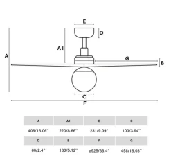 Ventilateur lumineux, KLIM S, blanc, pin, Ø92,5cm, H40,8cm - Faro